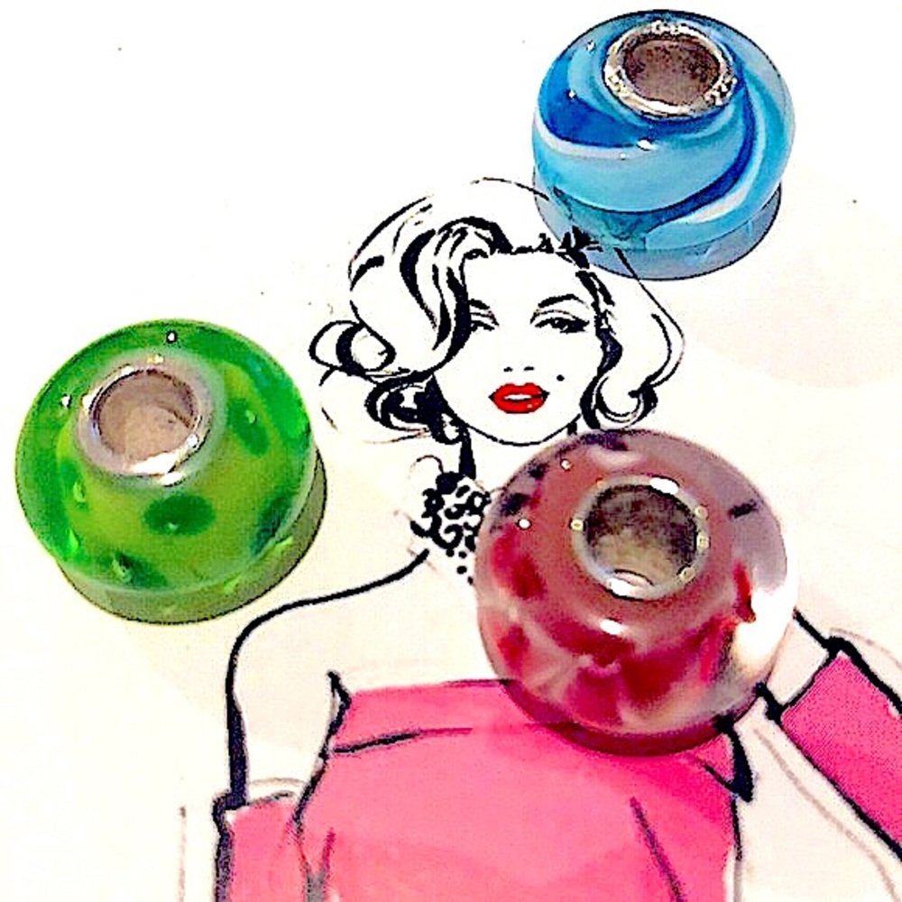 Set of Three Merano Glass Charm Beads